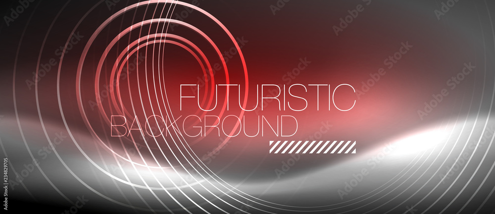 Neon circles abstract background, shiny lines Neon circles abstract background, shiny lines