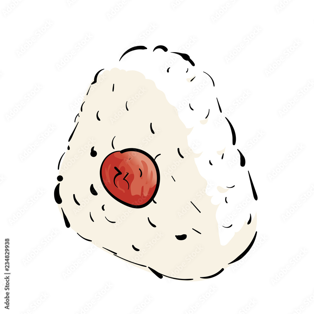 梅のおにぎりのイラスト おむすび 握り飯 オニギリ 米 Rice Ball Stock Vector Adobe Stock