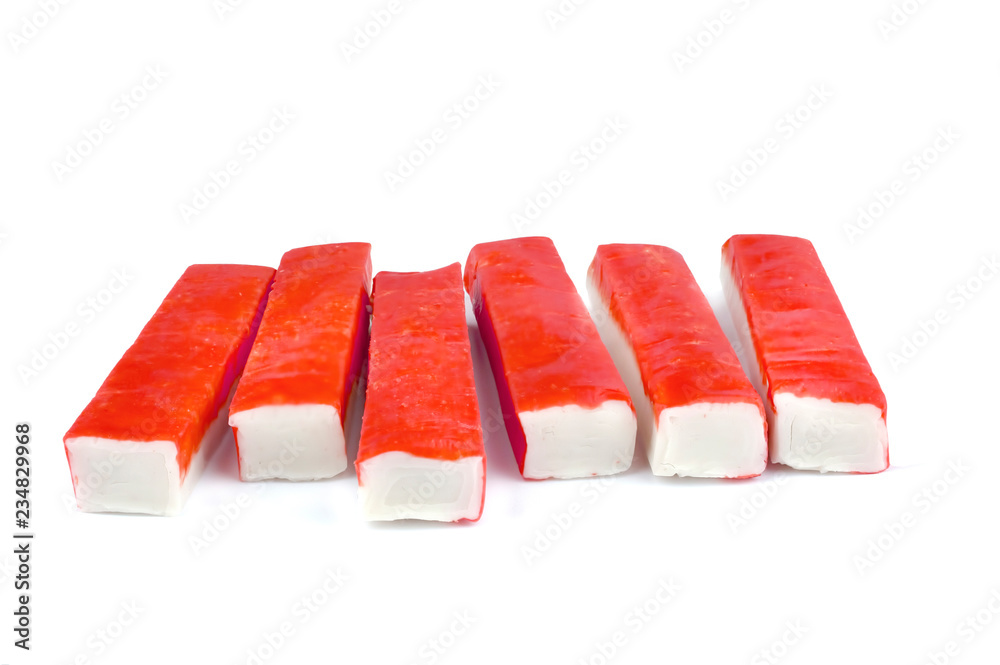crab sticks on white background crab sticks on white background