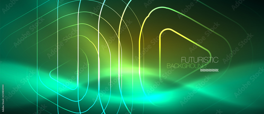 Color shiny neon lights background with abstract lines