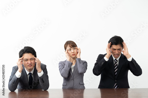 asian business group in conference room on white background photo