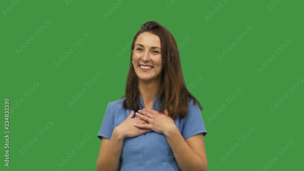 girl laughs on green screen girl laughs on green screen