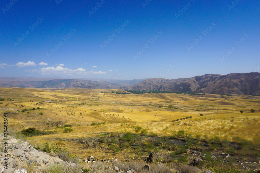 Armenian Landscape Steppe with Stones and Rocks