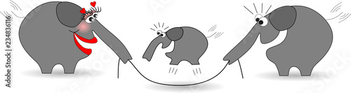 Elefantenfamilie beim Spielen - Seilspringen