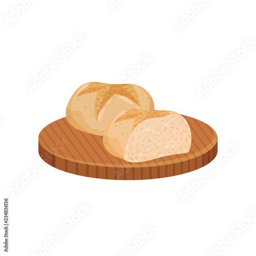 Traditional buns, Bulgarian cuisine national food dish vector Illustration on a white background