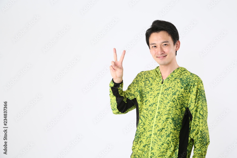 ピースサインする男性 Stock 写真 Adobe Stock