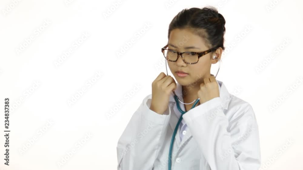 Portrait of smiling asian female doctor on white background Portrait of smiling asian female doctor on white background