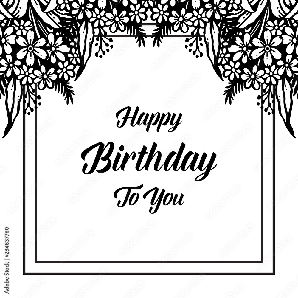 Happy birthday greeting card with cute flower Happy birthday greeting card with cute flower
