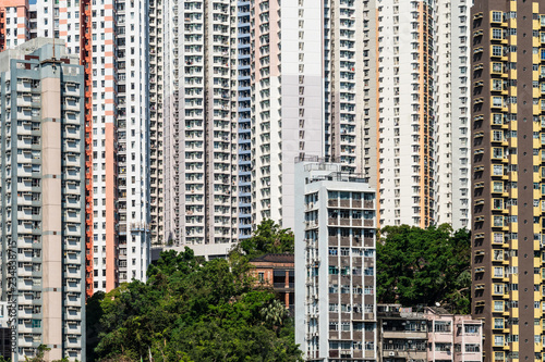 Apartment towers in the very densly populated city of Aberdeen in Hong Kong island in Hong Kong SAR, China. photo