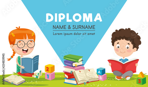 Vector Illustration Of Kids Reading Book