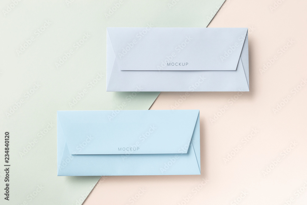 Closed envelope mockups with invitation cards Closed envelope mockups with invitation cards