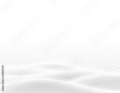 Transparent background with winter landscape and snow for seasonal, Christmas and New Year design.