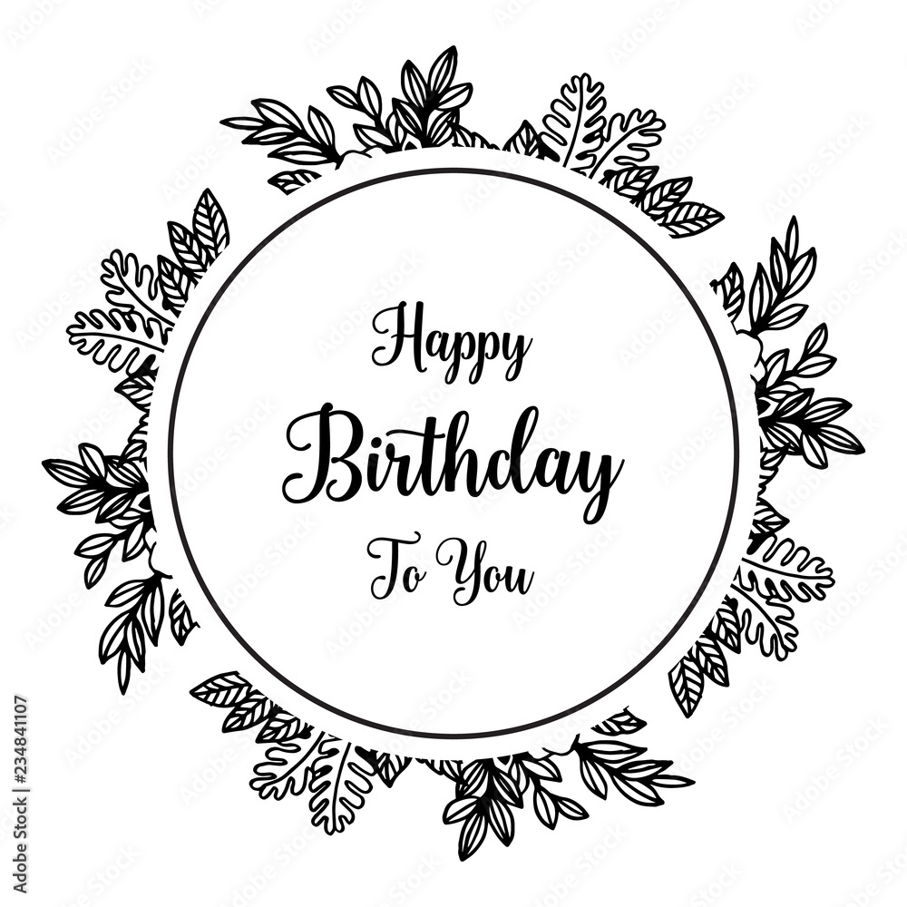 Birthday card with flowers hand draw style vector Birthday card with flowers hand draw style vector