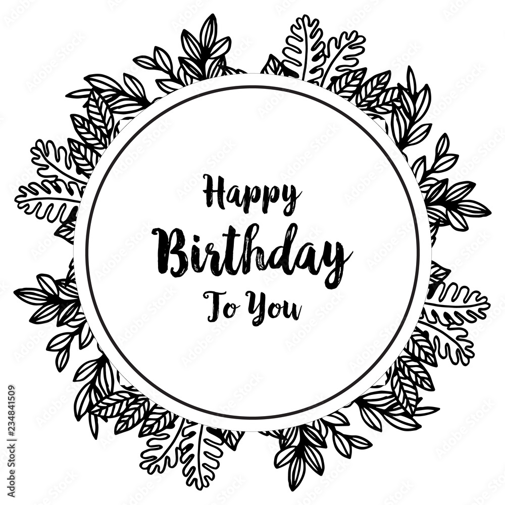 card happy birthday with floral hand draw vector