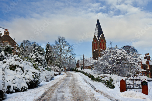 Covered in a white snowy blanket