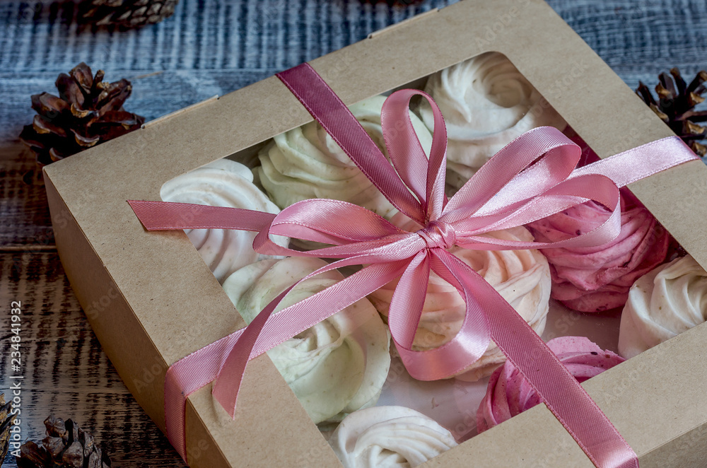 A set of assorted apple marshmallows in a gift box.