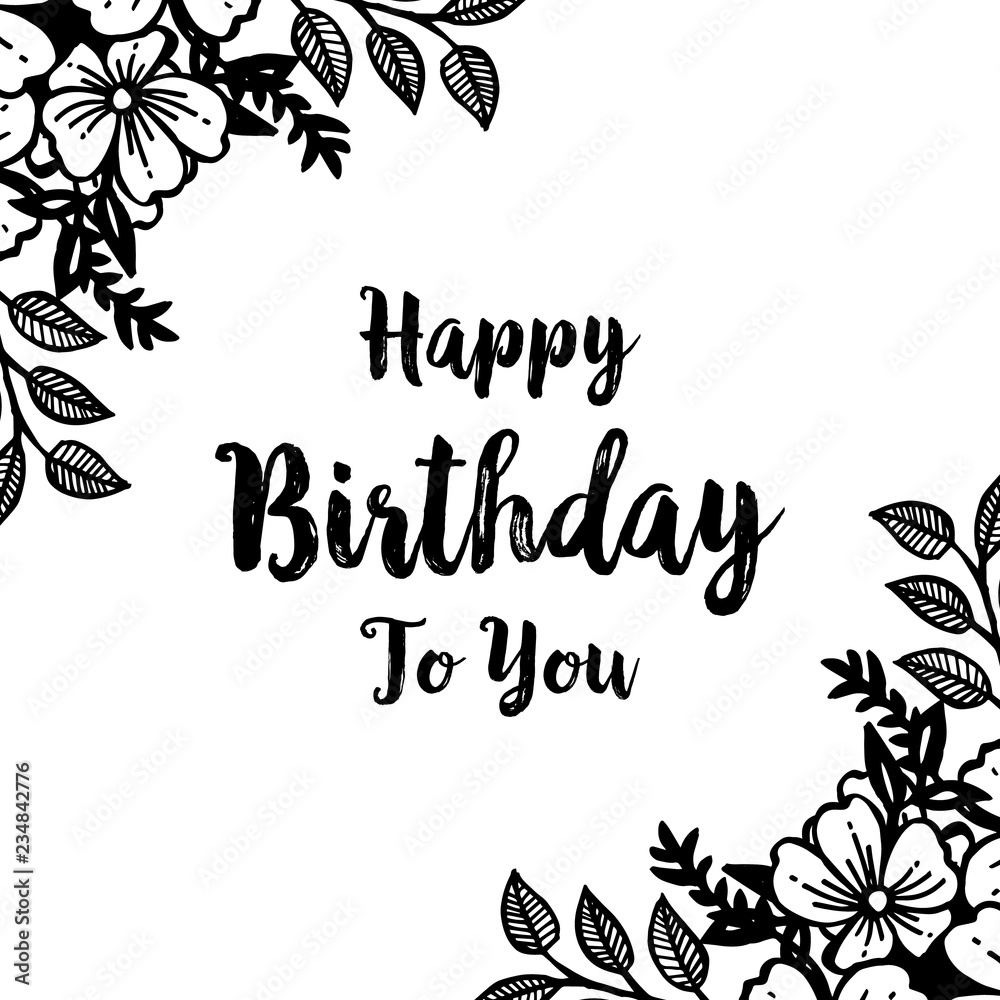 Obraz premium Birthday card with flowers background hand draw