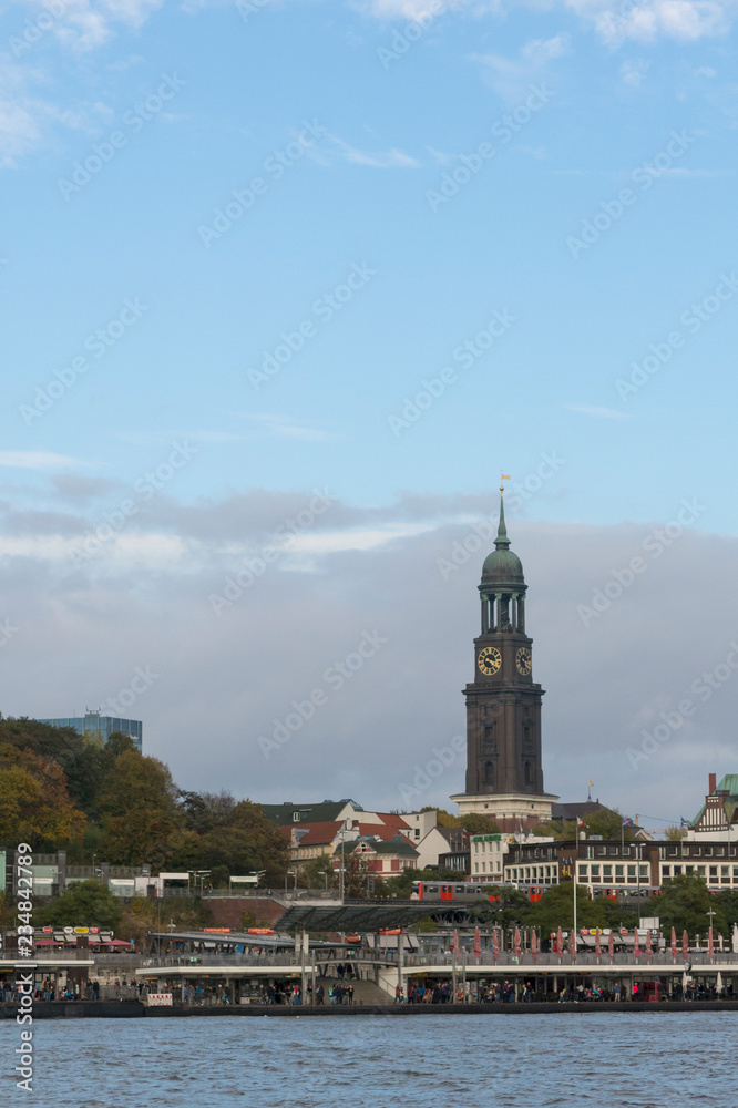 View of the St. Pauli Piers, one of Hamburg's major tourist attractions. Hamburg, Germany.