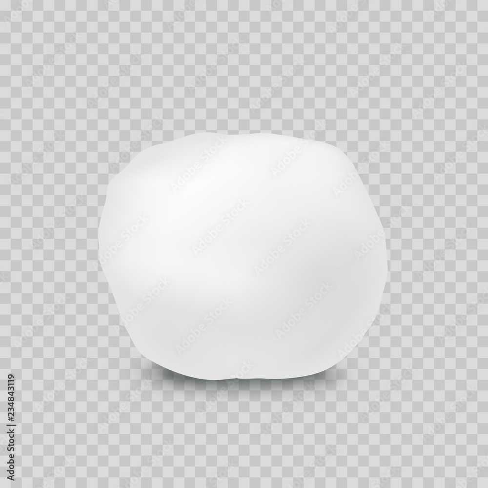 Snowball isolated on transparent background. Vector snow or cotton ball