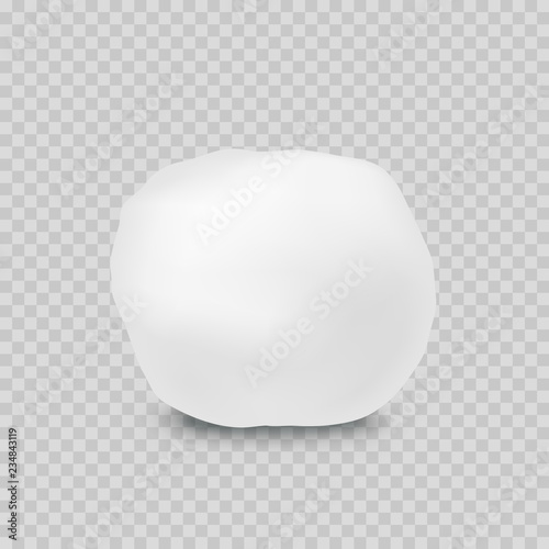 Snowball isolated on transparent background. Vector snow or cotton ball. White pompon element template.