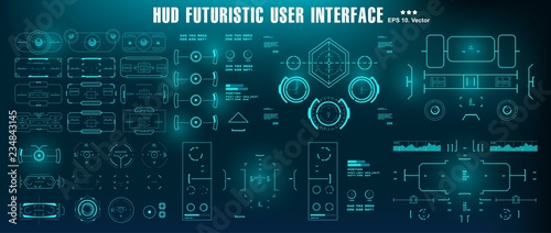 Sci-fi futuristic hud dashboard display virtual reality technology screen. HUD futuristic blue user interface