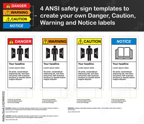 ANSI safety sign template to create your own Danger, Caution, Warning and Notice labels