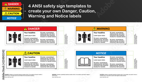 ANSI safety sign template to create your own Danger, Caution, Warning and Notice labels photo