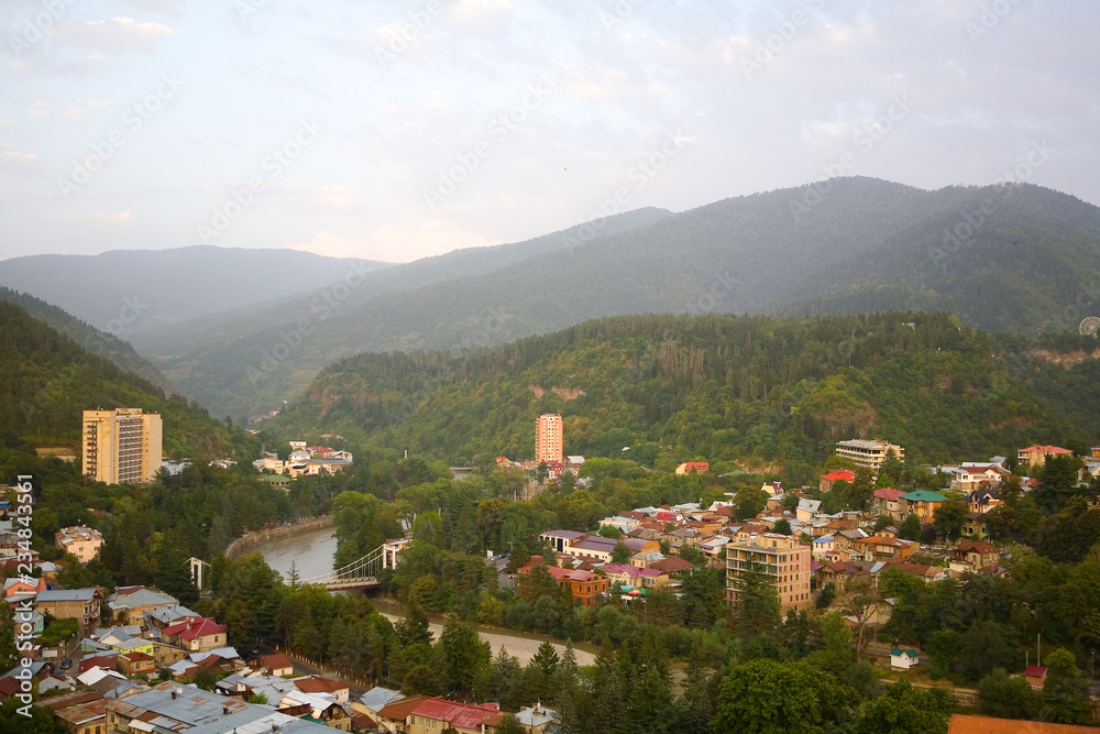 View of the city of Borjomi from above. View of the city of Borjomi from above.