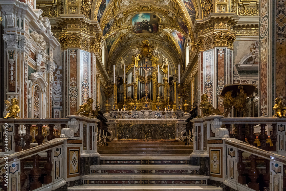  Altar Inside the Basilica Cathedral at Monte Cassino Abbey. Italy