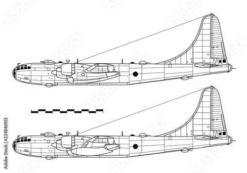Combat aircraft. Boeing В-50 SUPERFORTRESS. Outline drawing
