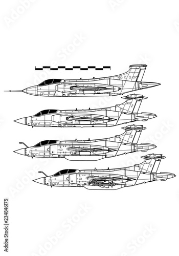 Combat aircraft. Blackburn BUCCANEER. Outline drawing