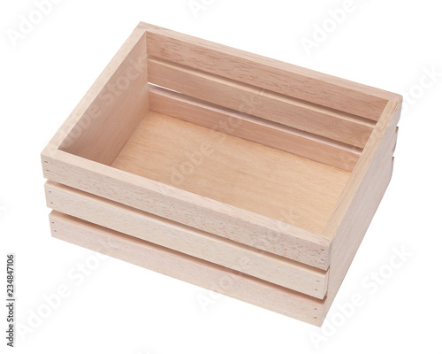 Wooden container, top view, isolated on white background.  © creativesunday