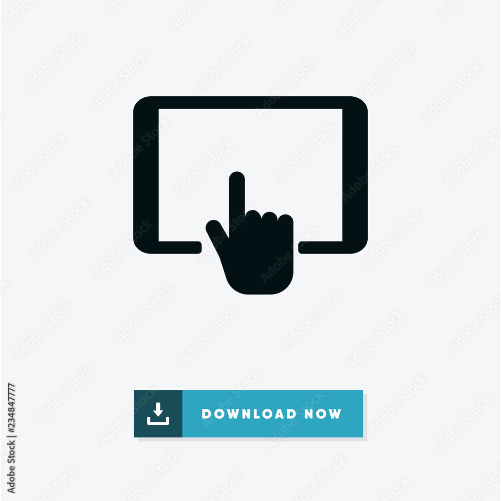 Hand touching tablet screen vector icon Hand touching tablet screen vector icon