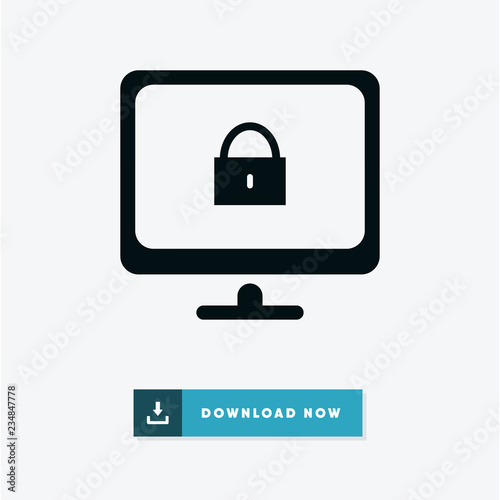 Padlock on a screen vector icon