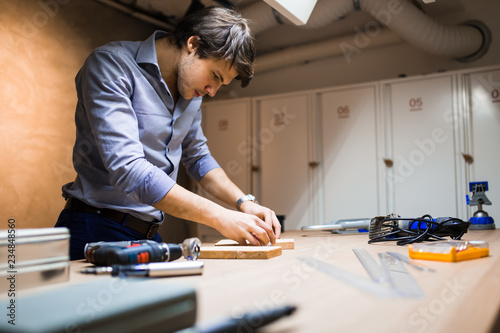 Handyman working with wood