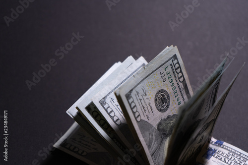 Close-up of money on black background