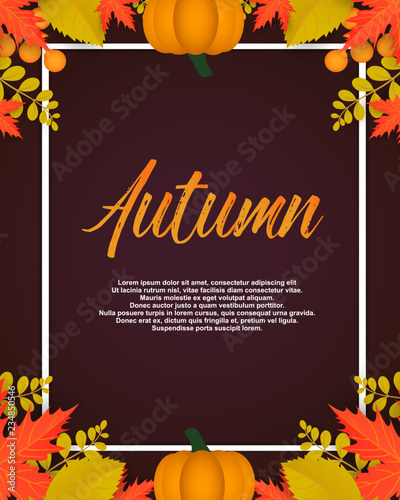 Autumn poster with leaves and floral elements.Design perfect for prints  flyers banners invitations