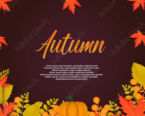 Autumn poster with leaves and floral elements.Design perfect for prints flyers banners invitations