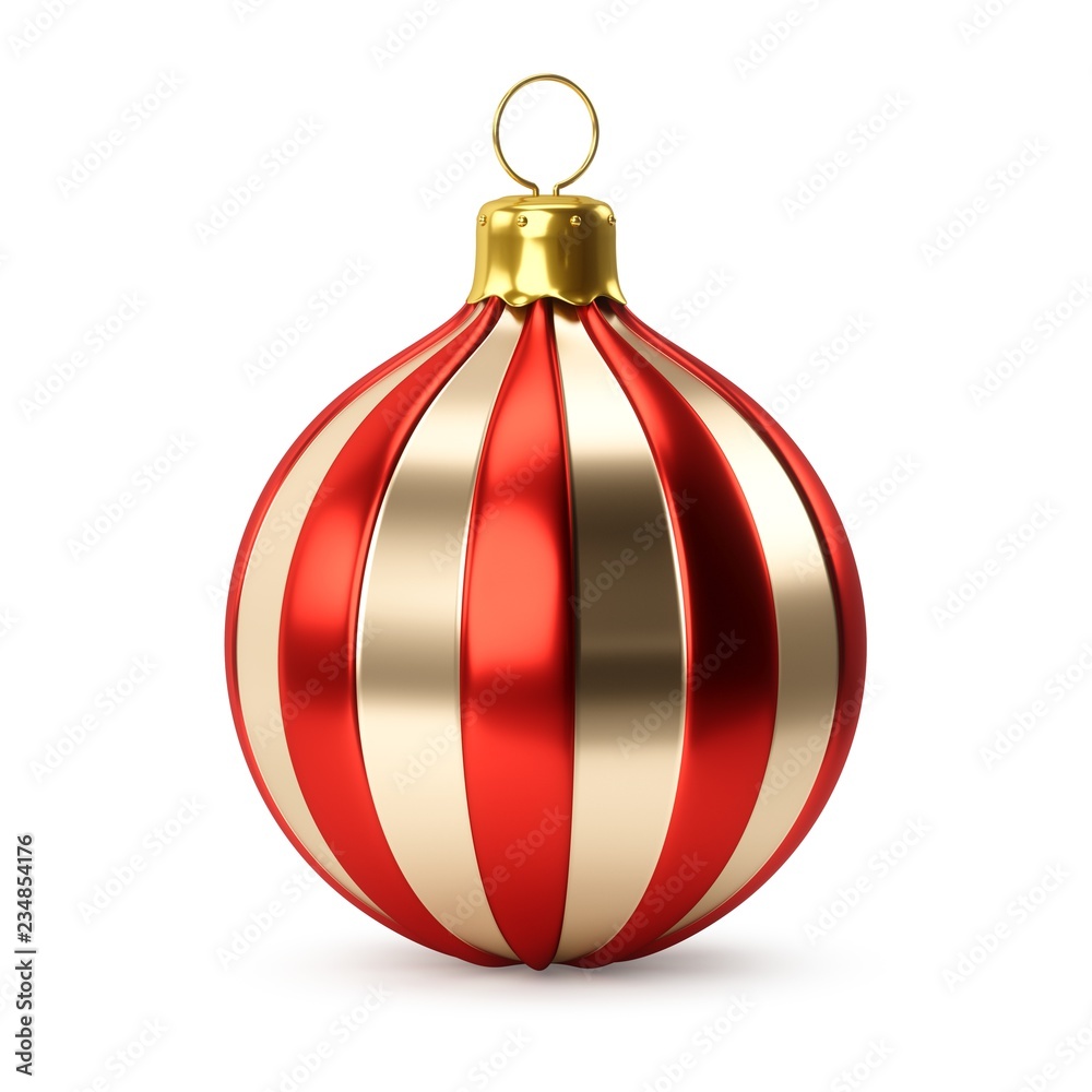 3D rendering Golden Red Christmas Ball on a white background 3D rendering Golden Red Christmas Ball on a white background