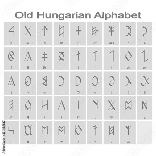 Set of monochrome icons with Old Hungarian alphabet for your design