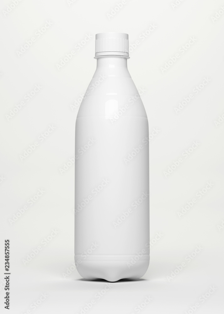 White plastic bottle for drinks on a gray background, template, mockup for design, 3d illustration. White plastic bottle for drinks on a gray background, template, mockup for design, 3d illustration.