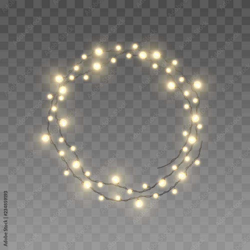 Vecteur Stock Vector twisted in circle realistic yellow light garlands
