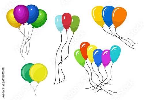Bunches of several colour helium balloons