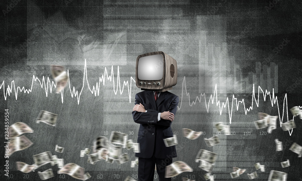 Businessman with old TV instead of head. Businessman with old TV instead of head.