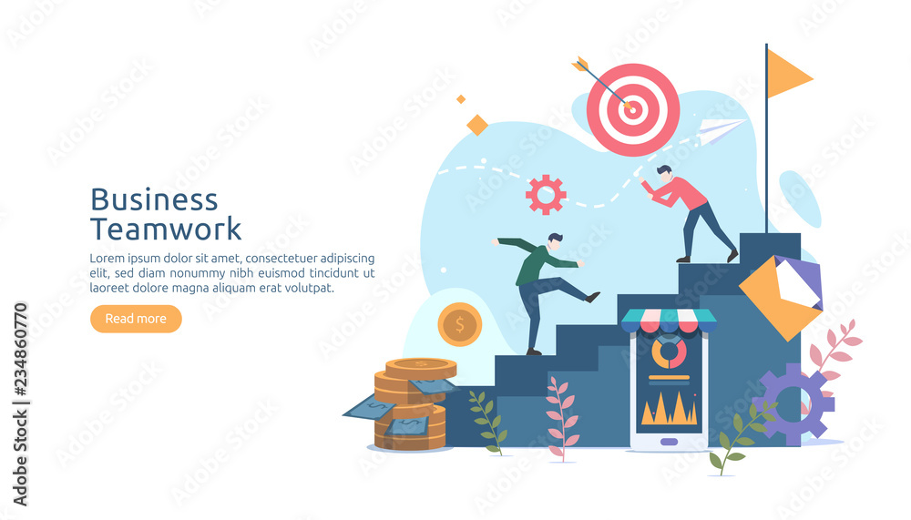 teamwork business brainstorming Idea concept with big yellow light bulb lamp, tiny people character. creative innovation solution. template for web landing page, banner, presentation, social media.