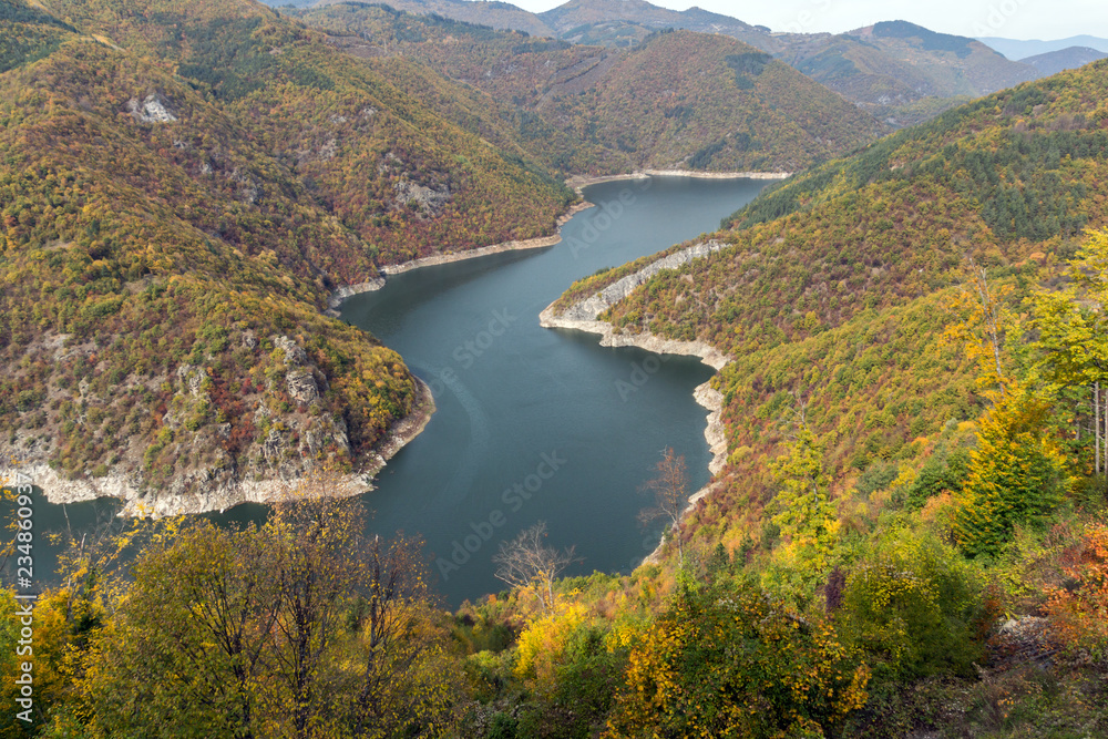 Amazing Autumn view of Tsankov kamak Reservoir, Smolyan Region, Bulgaria
