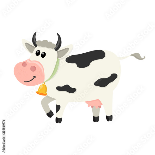 Cute cow walks. Set of cute Cows character in various poses