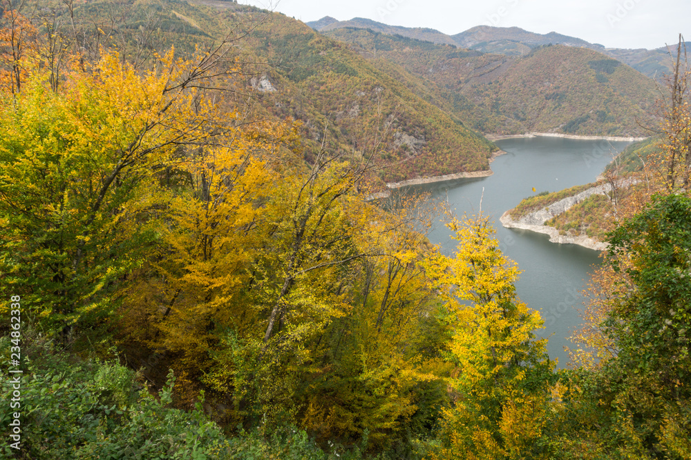 Amazing Autumn view of Tsankov kamak Reservoir, Smolyan Region, Bulgaria