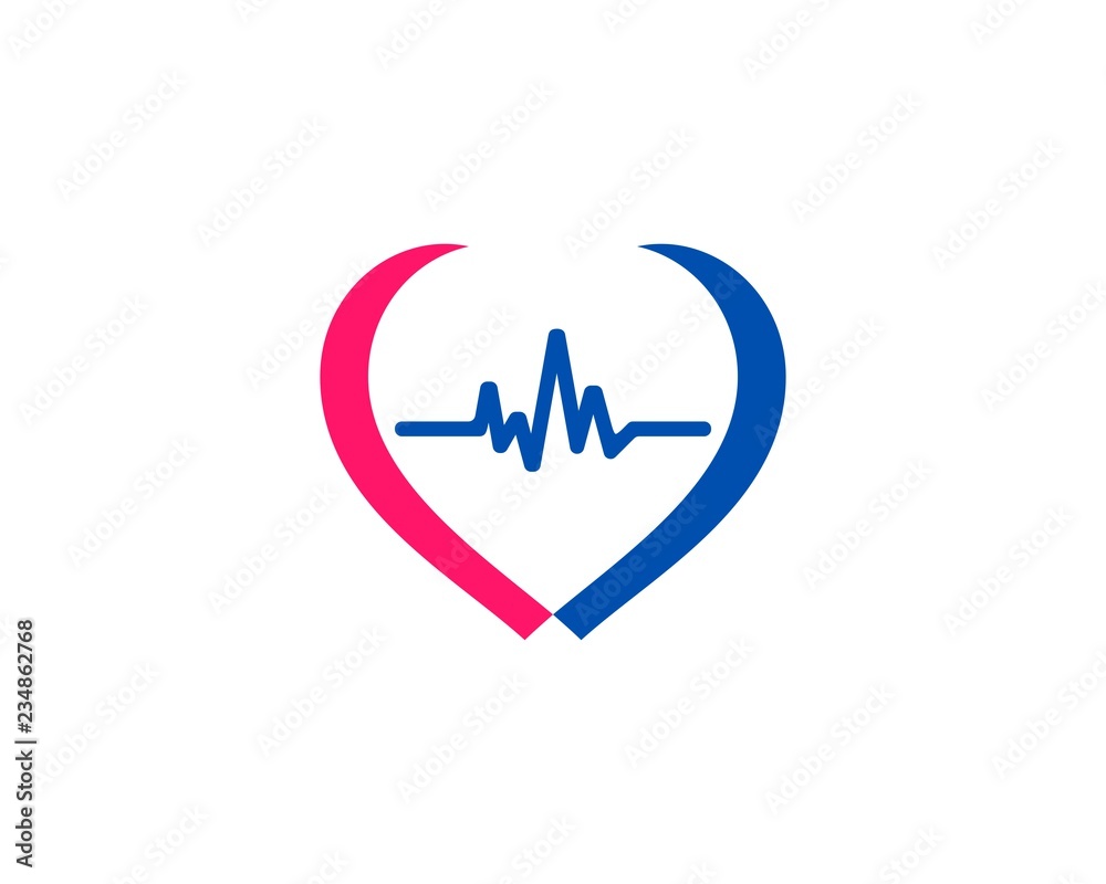 Heart Pulse People Color Flat Logo Icon Design Heart Pulse People Color Flat Logo Icon Design