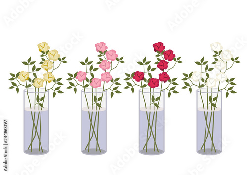 バラの花のクリップアート。 バラの花のデザイン素材。 赤いバラのプレゼントのイラスト。 バラの花のブーケ。